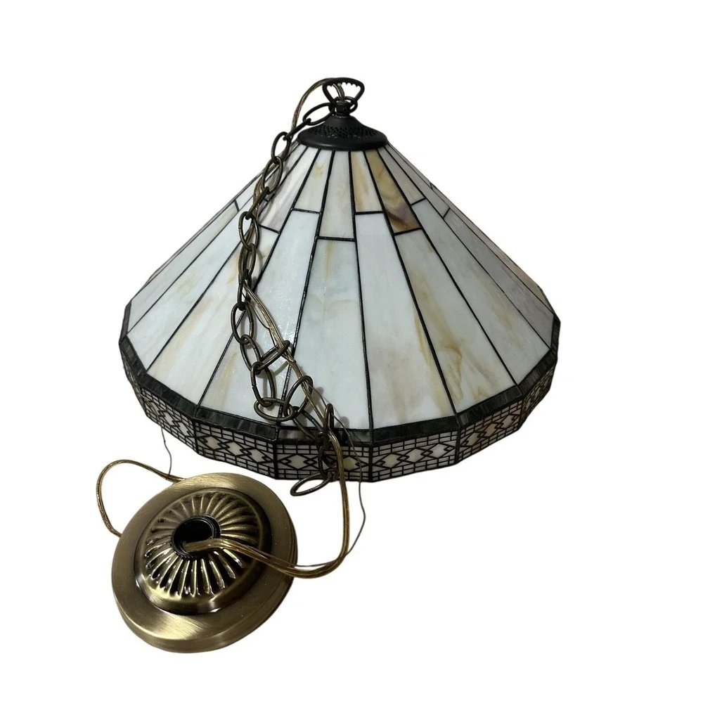 Tiffany Style Stained Glass Pendant Lamp Shade Dome Chain Canopy Ceiling Light